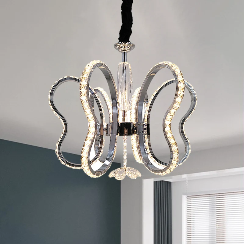Profesional Hidropónico Lámpara colgante de techo con forma de mariposa, lámpara colgante LED de cristal biselado posmoder...