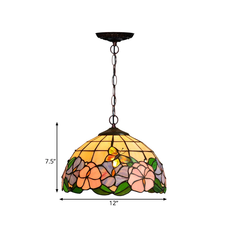 Riego por Goteo Automático Lampada pendolo Blossom 1 lampada sospensione mediterranea vetro colorato rosso/rosa/giallo