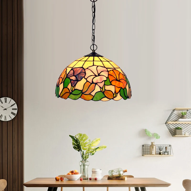 Riego por Goteo Automático Lampada pendolo Blossom 1 lampada sospensione mediterranea vetro colorato rosso/rosa/giallo