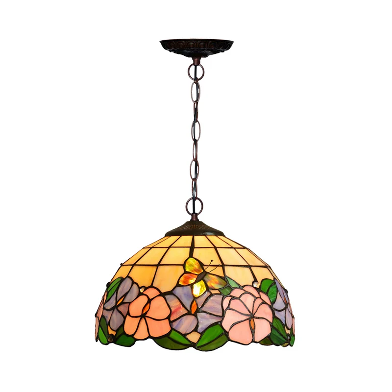 Riego por Goteo Automático Lampada pendolo Blossom 1 lampada sospensione mediterranea vetro colorato rosso/rosa/giallo