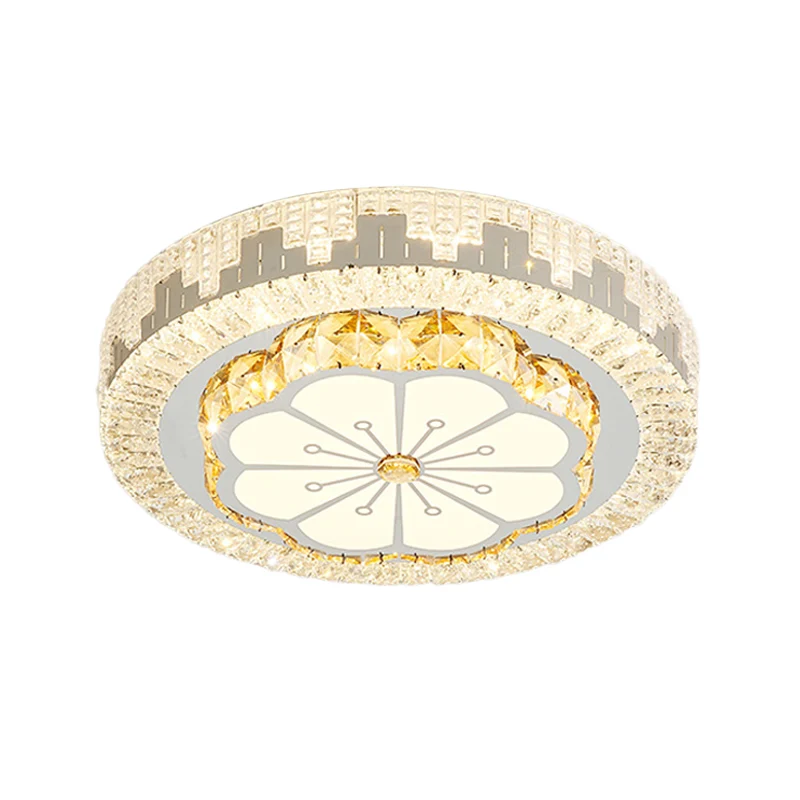 Riego por Goteo Automático Lámpara de techo de cristal de corte redondo/flor, lámpara empotrada cromada LED modernista par...