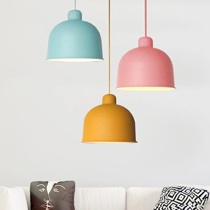 Sustrato Especializado Lampada sospensione forma di ciotola metallo per sala da pranzo, lampada sospensione stile Macaron...