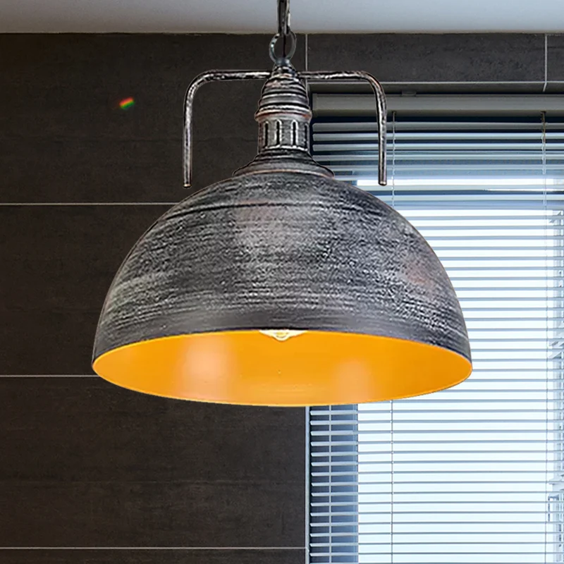 Sustrato Especializado Lampada sospensione metallo stile antico da 8"/12"/16" W con 1 lampadina, colore grigio scuro/grigi...
