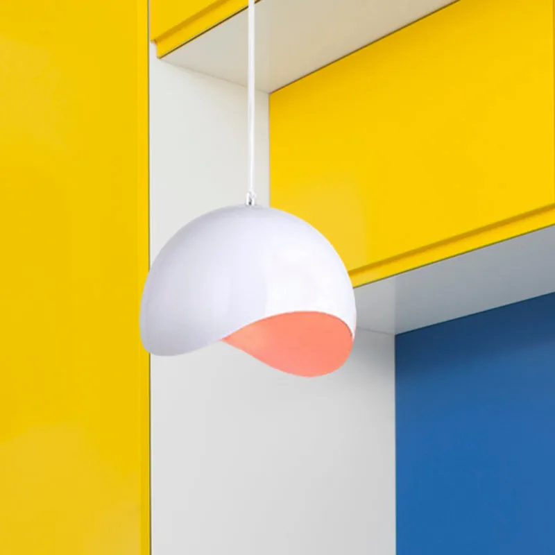 Waveforms Dome Plafoniera Stile Vanguardista Metallo 1 Lampadina Interno Rosa/Giallo Apparecchio Sospensione Regolabile Al...