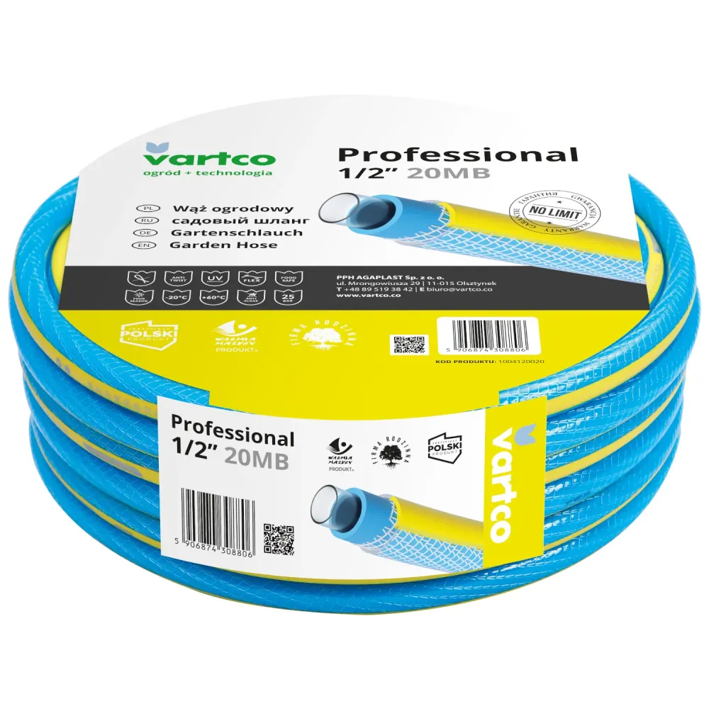 Agaplast Manguera de agua de 4 capas, Manguera de jardín Anti Twist, Manguera de riego adaptable Tricot Braid resistente l...
