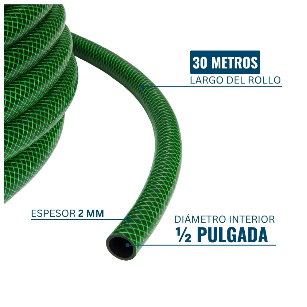 Alta Presión Manguera Jardin Con Malla 1/2 Pulgada 30 Metros Dicas