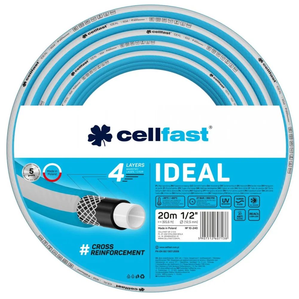 CELLFAST ÓPTIMO Manguera de Jardín Manguera Super Flexi Manguera de 4 Capas 10-240 1/2 pulg. 20m