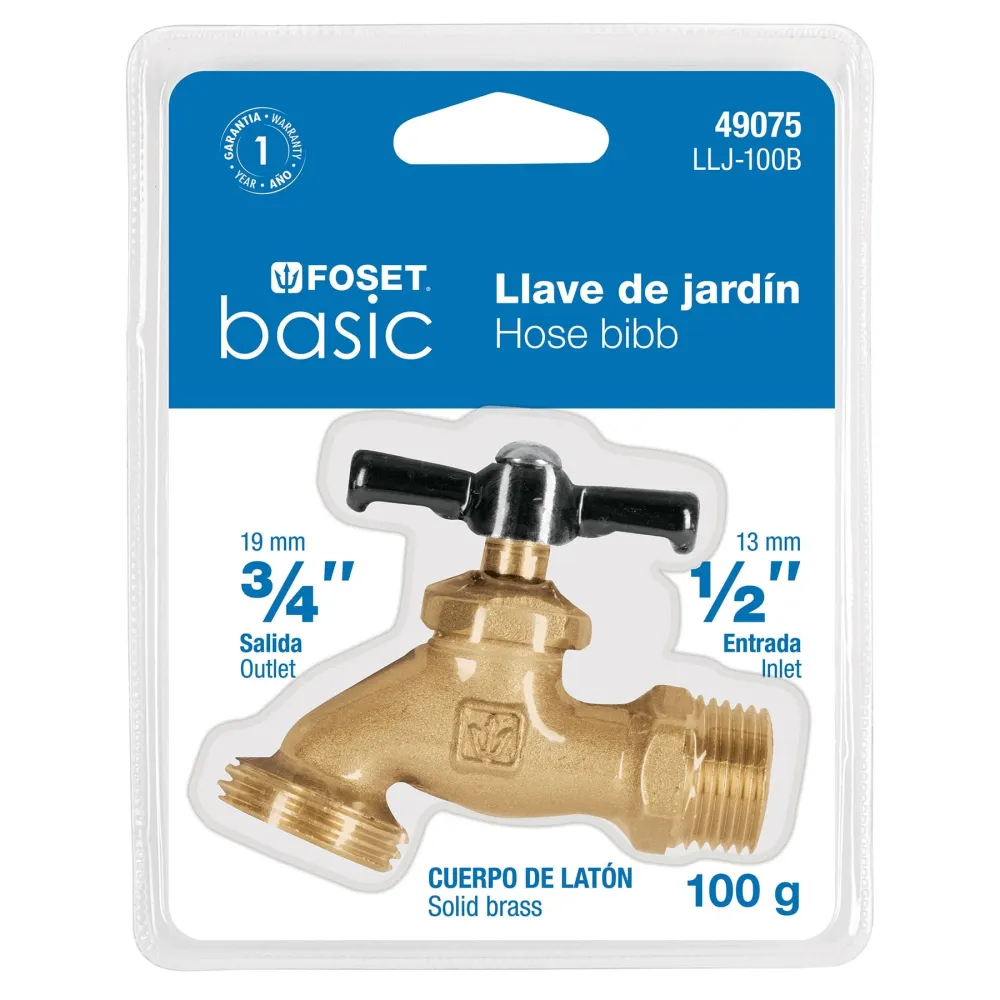 Conector Rápido Llave para manguera, latón, 100 gr, 1/2",blister,Foset Sencillo