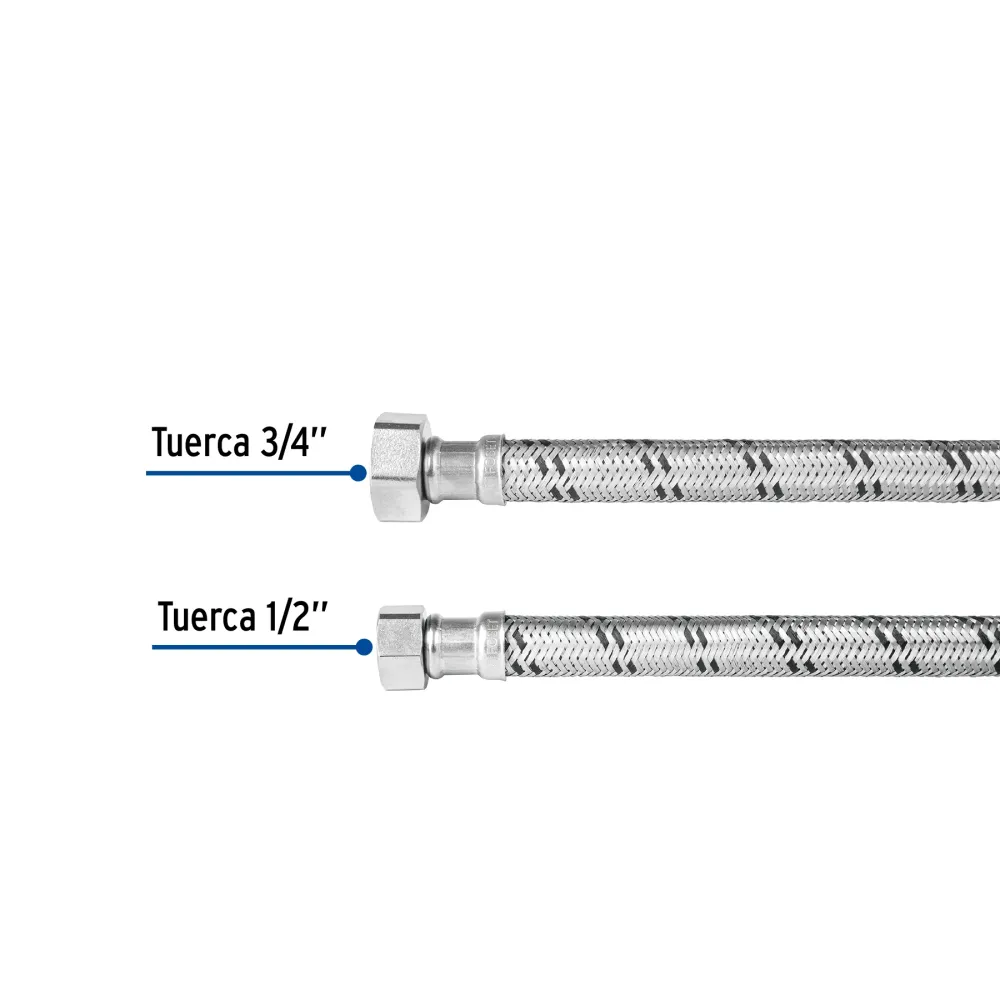 Conector Rápido Manguera para boiler, acero inox, 1/2'x3/4', 120 cm, Foset