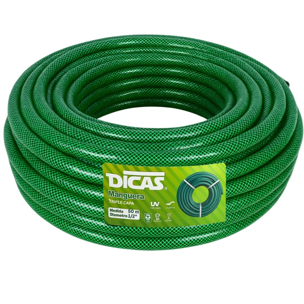 Difusor de Bajo Caudal Manguera Jardin Con Malla 1/2 Pulgada 50 Metros Dicas