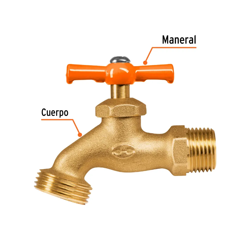 LLAVE DE LATÓN PARA MANGUERA 1/2,140G GRANEL con Garantí de 2 ños