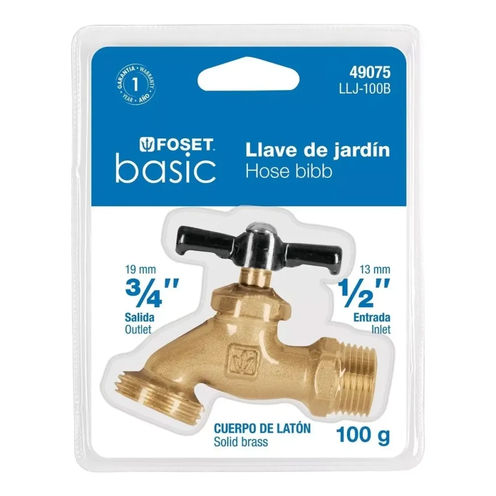 Llave para manguera, de latón, 120 g 1/2", en blíster, foset LLJ-120B con 10 Aspersores Incluidos