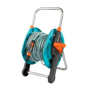 Portamanguera Sin Ruedas De siempre Equipado con Manguera de 1/2" x 20 m y Accesorios Con Lanza Gardena 02691-20
