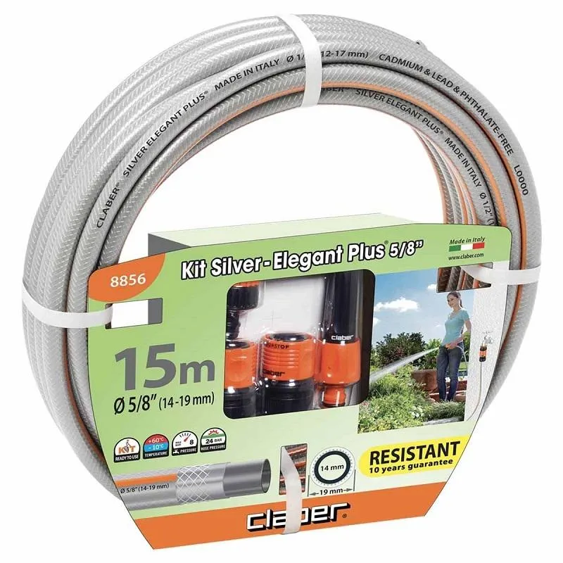 Profesional Certificado MANGUERA SILVER EXQUISITO 5/8" CON CONECTORES Y LANZA ROCIAORA D88560000