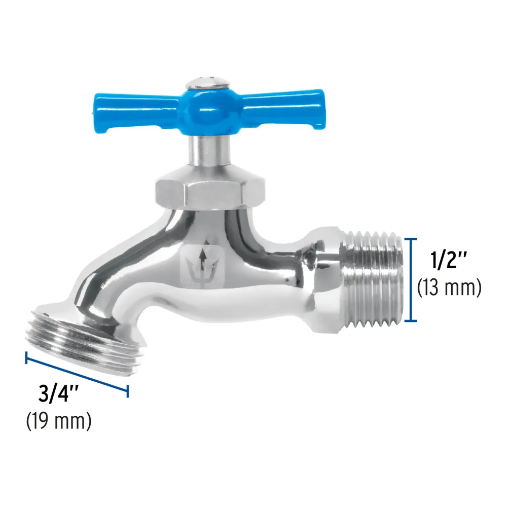 Regulador de Presión Llave para manguera, de latón cromado, 130 g, 1/2", Foset LLJ-130C