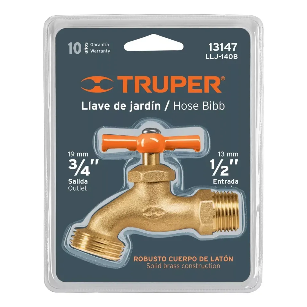 Resistente la Intemperie Llave para manguera, de latón 140 g 1/2", en blíster, truper LLJ-140B