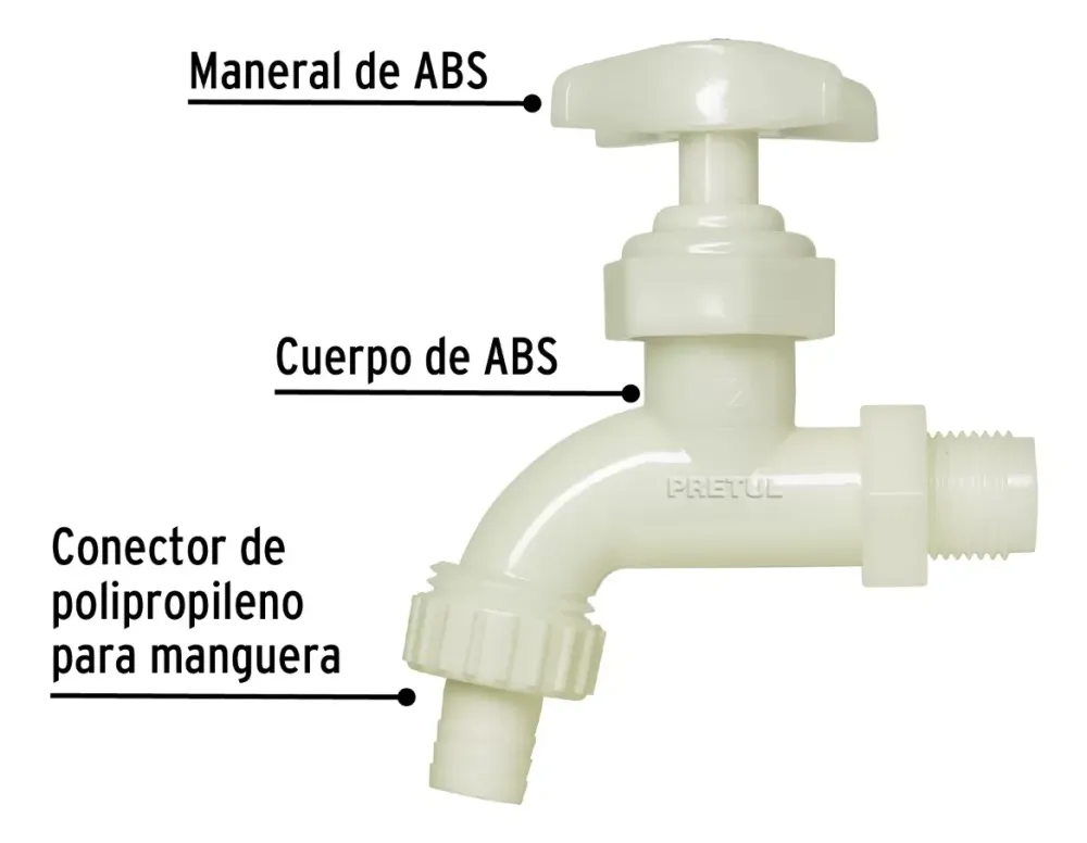 Resistente la Intemperie Llave para manguera, de plástico 65 g, entrada 1/2", pretul LL-17P