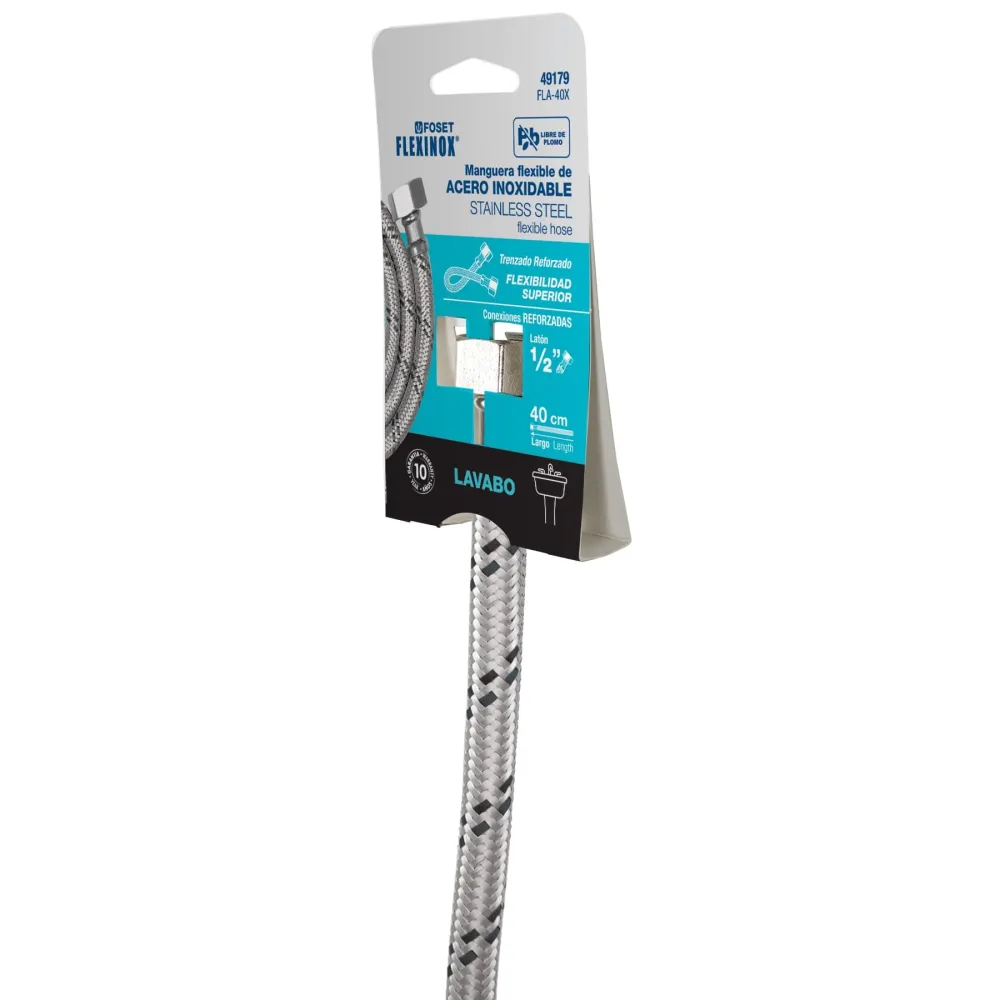 Resistente la Intemperie Manguera lavabo/fregadero, acero inox, 1/2" x 1/2", 40 cm Foset FLA-40X