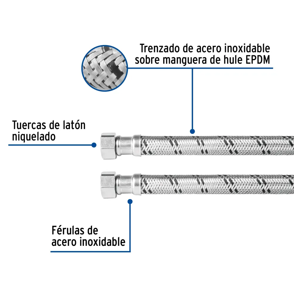 Resistente la Intemperie Manguera trenzada de acero 1/2 x 1/2"X 40 cm usos generales