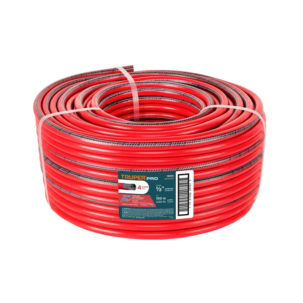Resistente la Intemperie Metro De Manguera 1/2" 4 Capas En Rollo De 100mts, Truper 19874