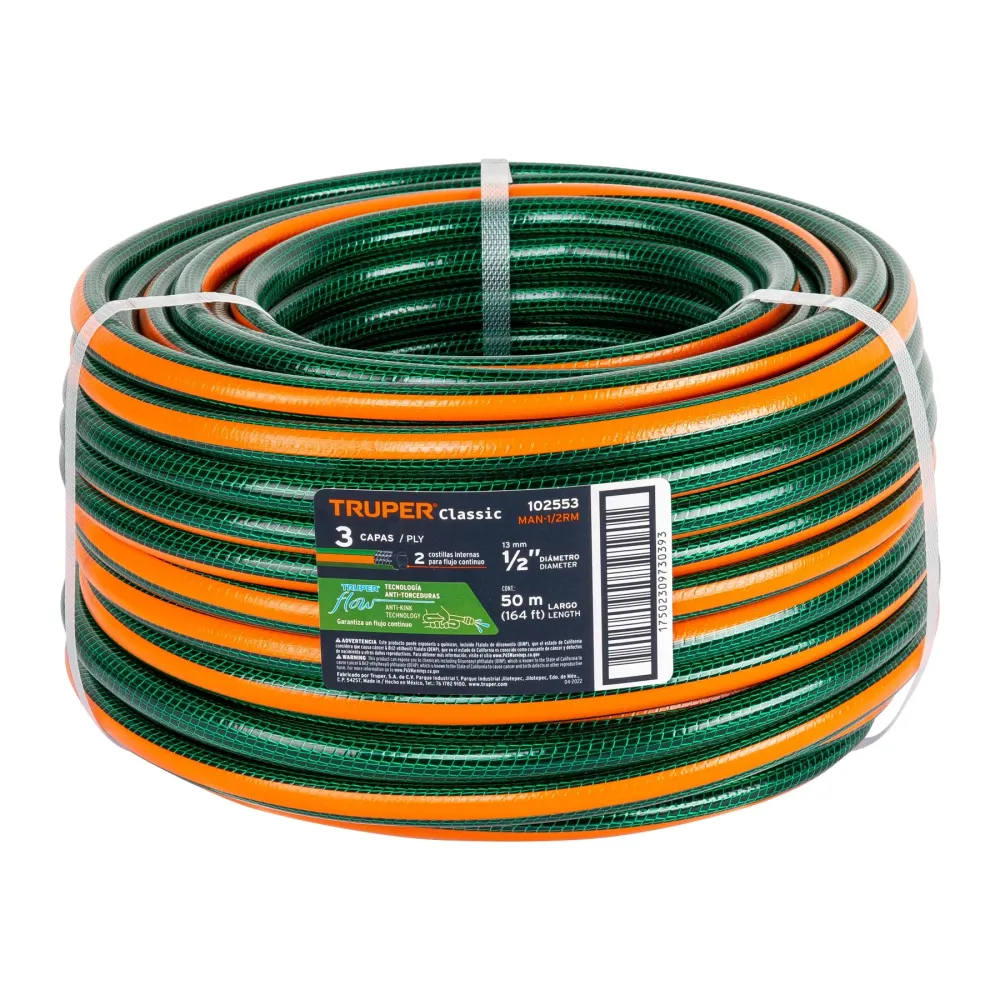 Válvula Solenoide Metro de manguera 1/2' 3 capas en rollo de 50 m, Truper