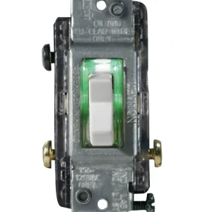 Interruptor basculante Leviton de 15 amperios para trabajo pesado, color blanco, paquete de 1