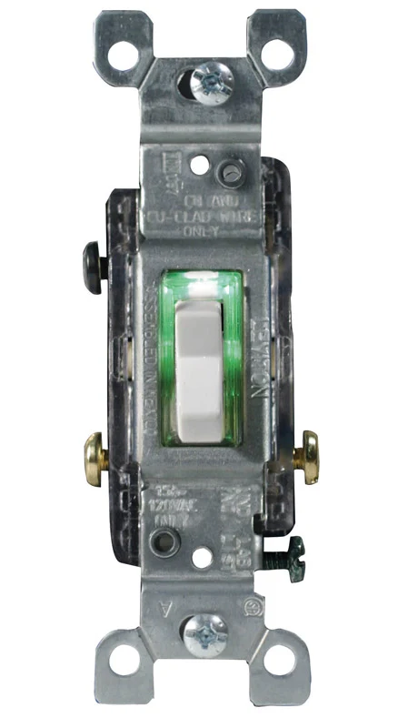 Interruptor basculante Leviton de 15 amperios para trabajo pesado, color blanco, paquete de 1