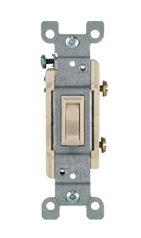Interruptor de palanca unipolar de 15 amperios para trabajo pesado de Leviton, color marfil, paquete de 1