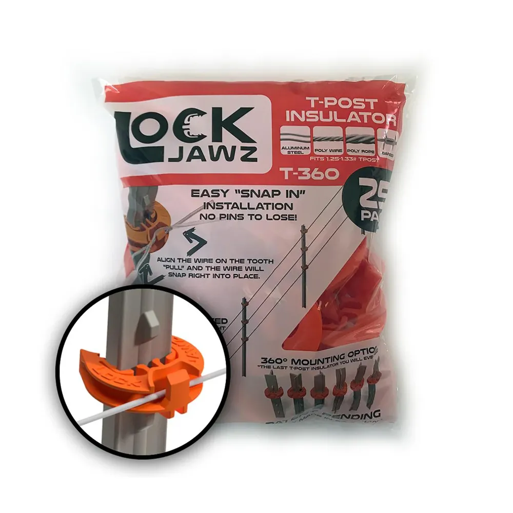 Aislador para cercas con postes en T de LockJawz, color naranja