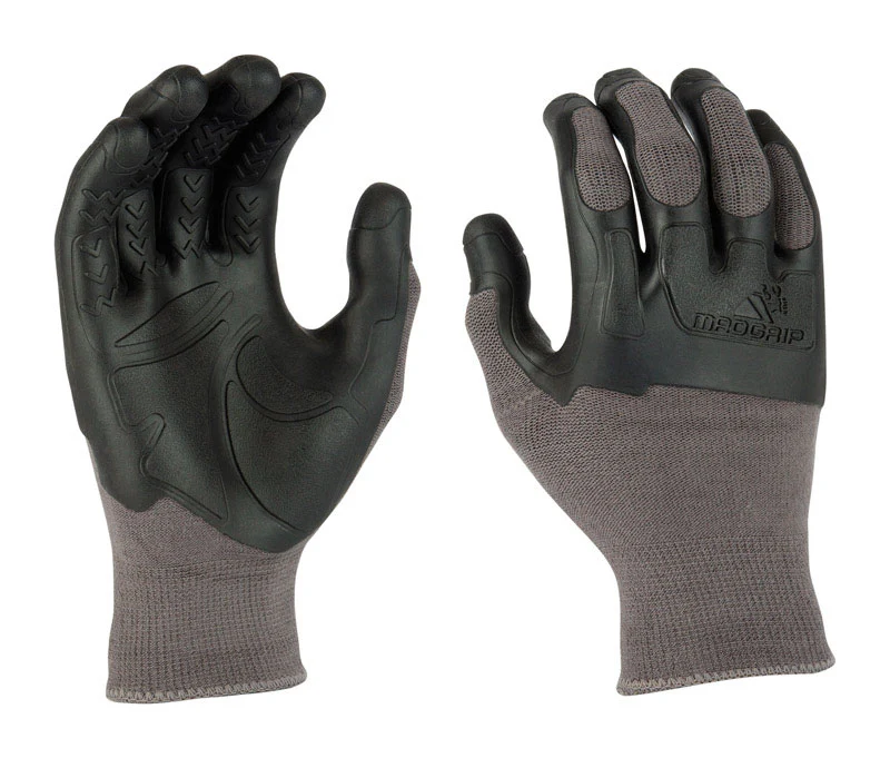 Guantes de trabajo unisex con nudillos recubiertos de caucho negro/gris Madgrip resistentes al agua, medianos