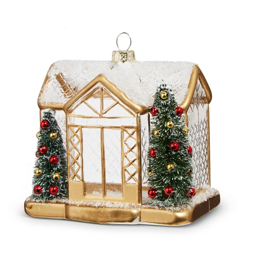 Adorno para el árbol de un invernadero dorado en Tamaño 30x20 cm