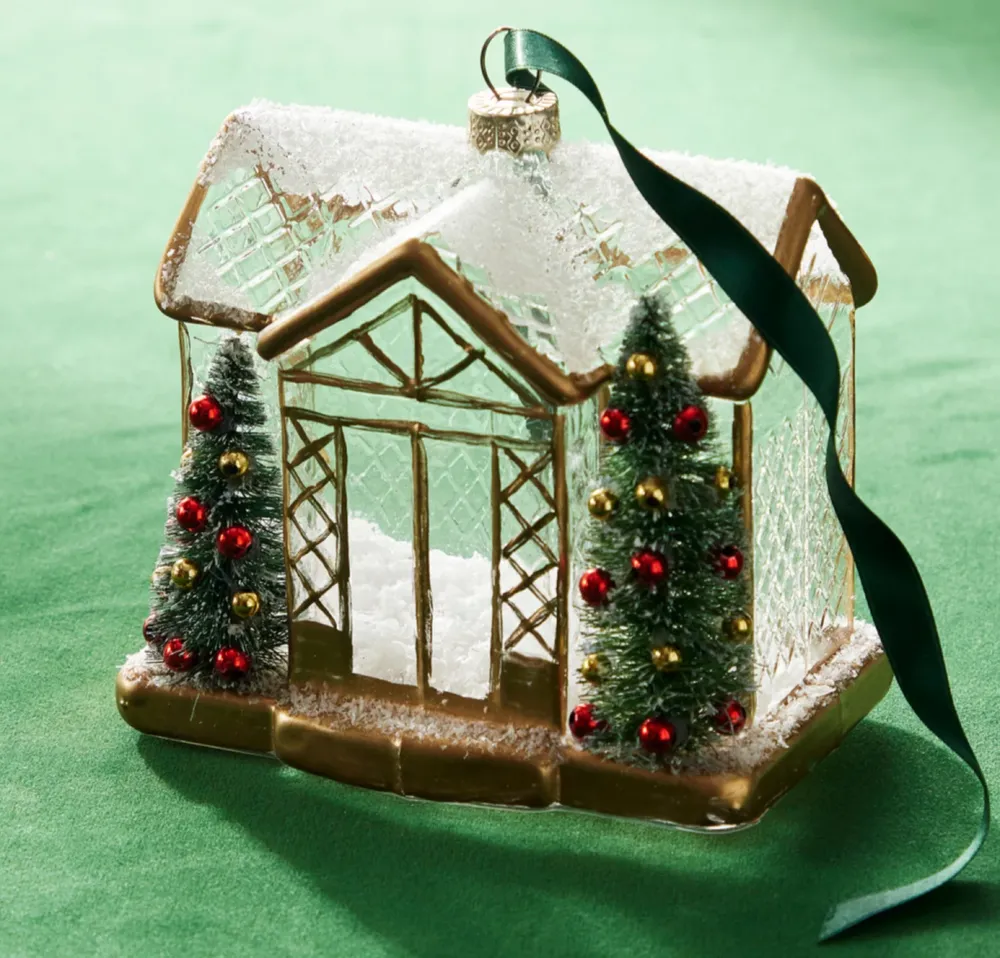 Adorno para el árbol de un invernadero dorado en Tamaño 30x20 cm
