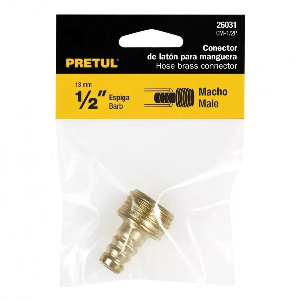 Conector 1/2" macho de latón laminado, pretul CM-1/2P en Estilo Rústico