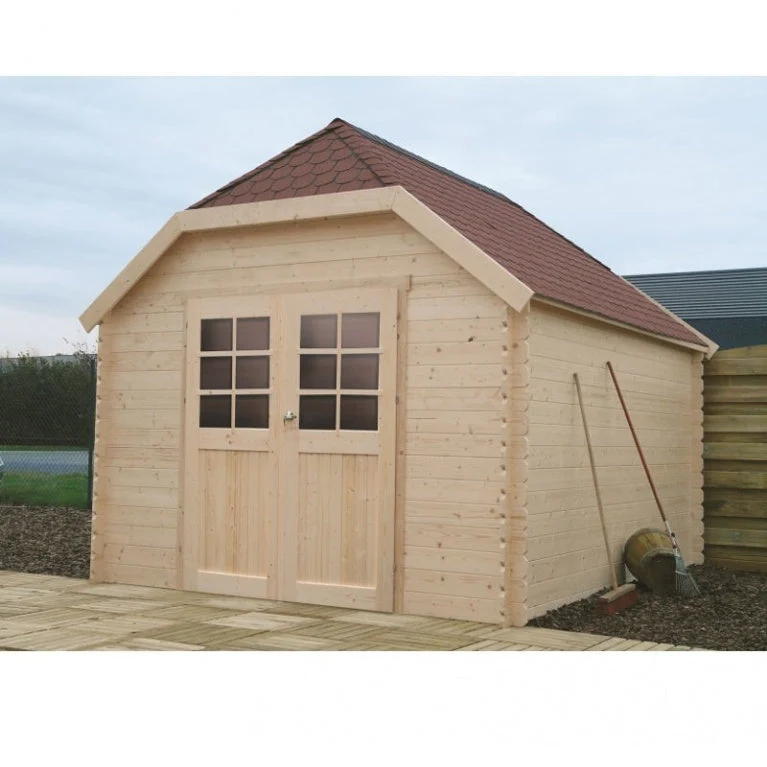Decorativo Premium Abri de jardin Limerick - 2,98 x 3,88 m - sapin du Nord certifié - toiture cottage - double-porte avec...