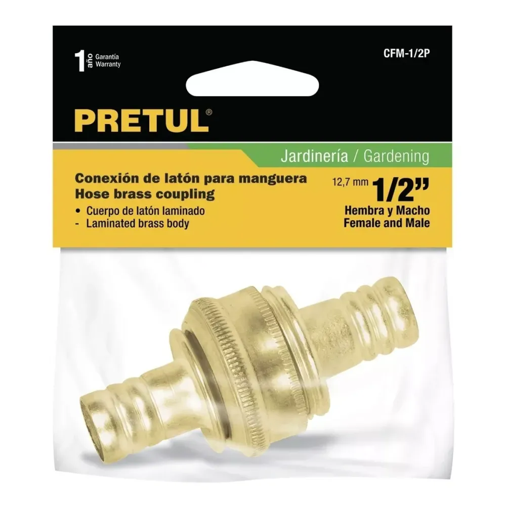 Letrero para Plantas Conector 1/2" hembra de latón laminado, pretul CF-1/2P