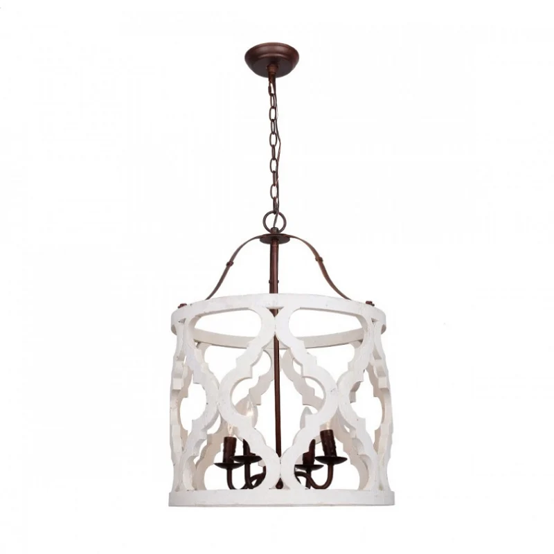 Estante de Cultivo Lampadario sospensione cilindrico tradizionale legno 4 lampadine, plafoniera sospensione bianca/marrone...