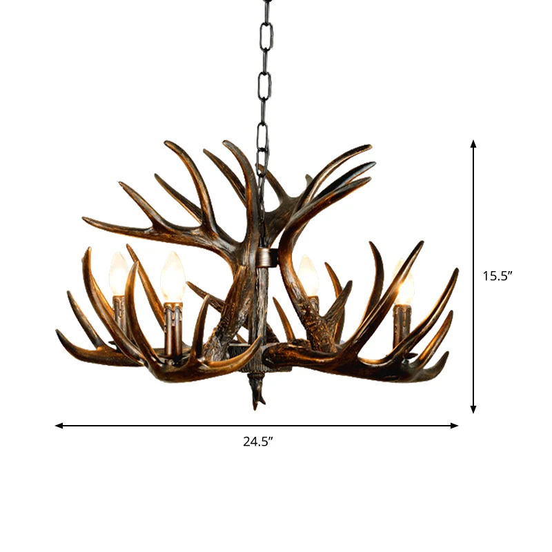 Lampada sospensione tradizionale candela Lampadario resina 4/6/9 lampadine con corna di cervo marrone con Sensor de Humedad