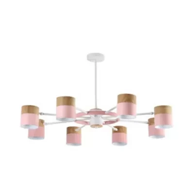 Lampadario cilindro metallo girevole Lampadario actual stile Macaron per sala di cura