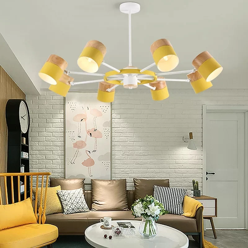 Lampadario cilindro metallo girevole Lampadario actual stile Macaron per sala di cura