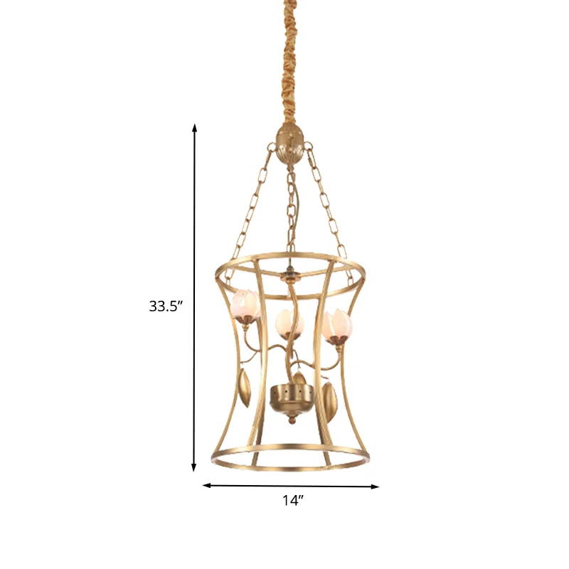Lampadario pastorale Lotus Lampadario sospensione LED metallo 3/7 teste oro per sala da pranzo (Kit para Hierbas)