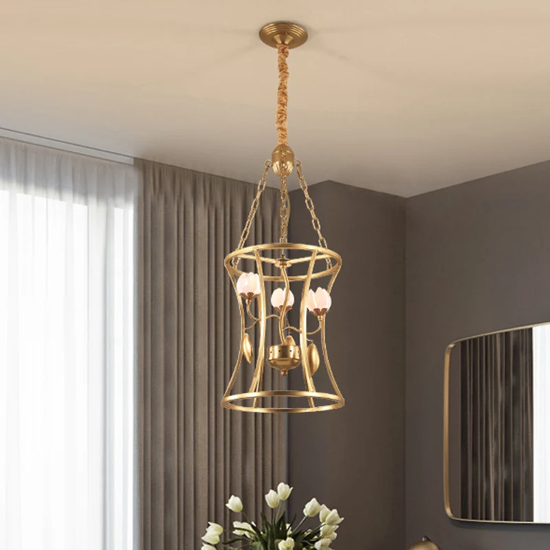 Lampadario pastorale Lotus Lampadario sospensione LED metallo 3/7 teste oro per sala da pranzo (Kit para Hierbas)