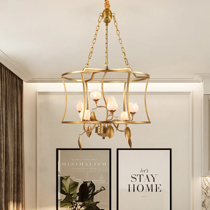 Lampadario pastorale Lotus Lampadario sospensione LED metallo 3/7 teste oro per sala da pranzo (Kit para Hierbas)