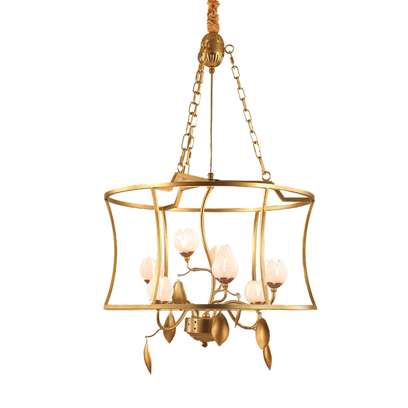 Lampadario pastorale Lotus Lampadario sospensione LED metallo 3/7 teste oro per sala da pranzo (Kit para Hierbas)