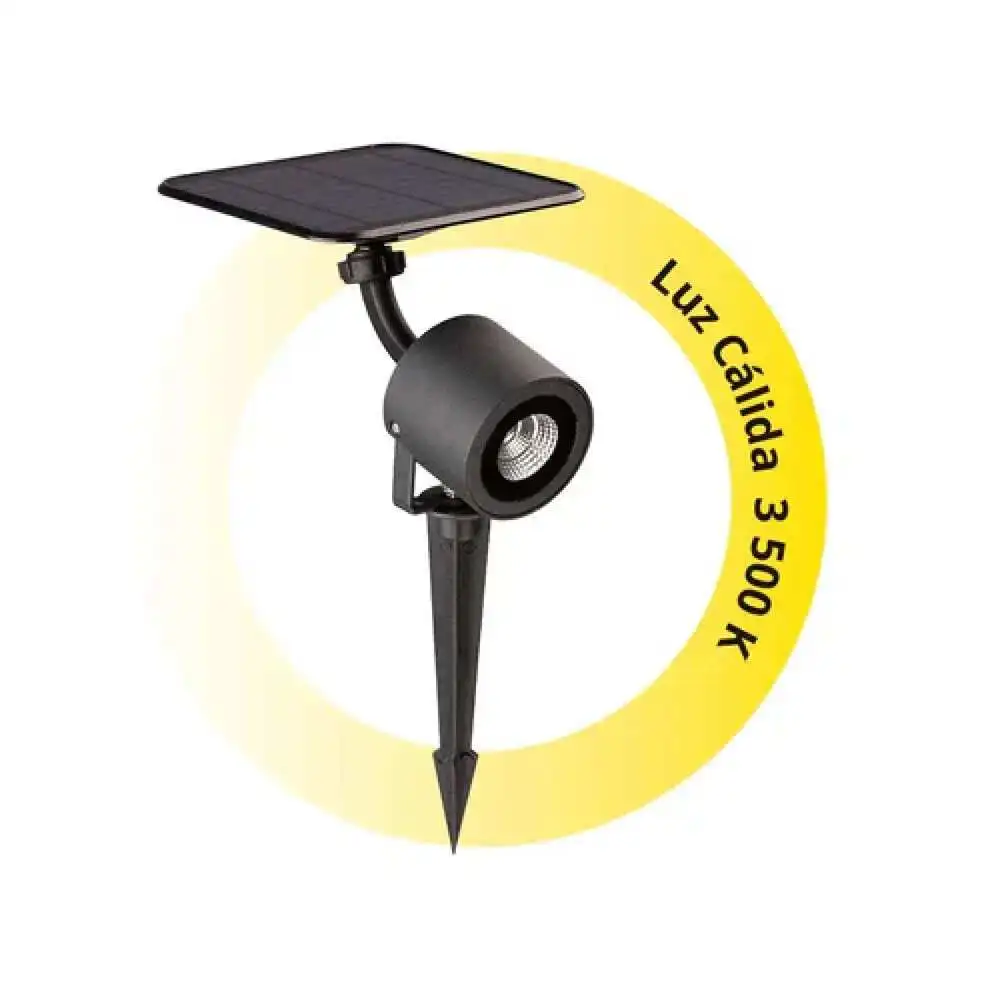 Maceta Autoriego Slp luminario solar led cob 2w para jardin 3500k 300lm ip65 8hr de luz bateria li-ion litio cuerpo de alu...