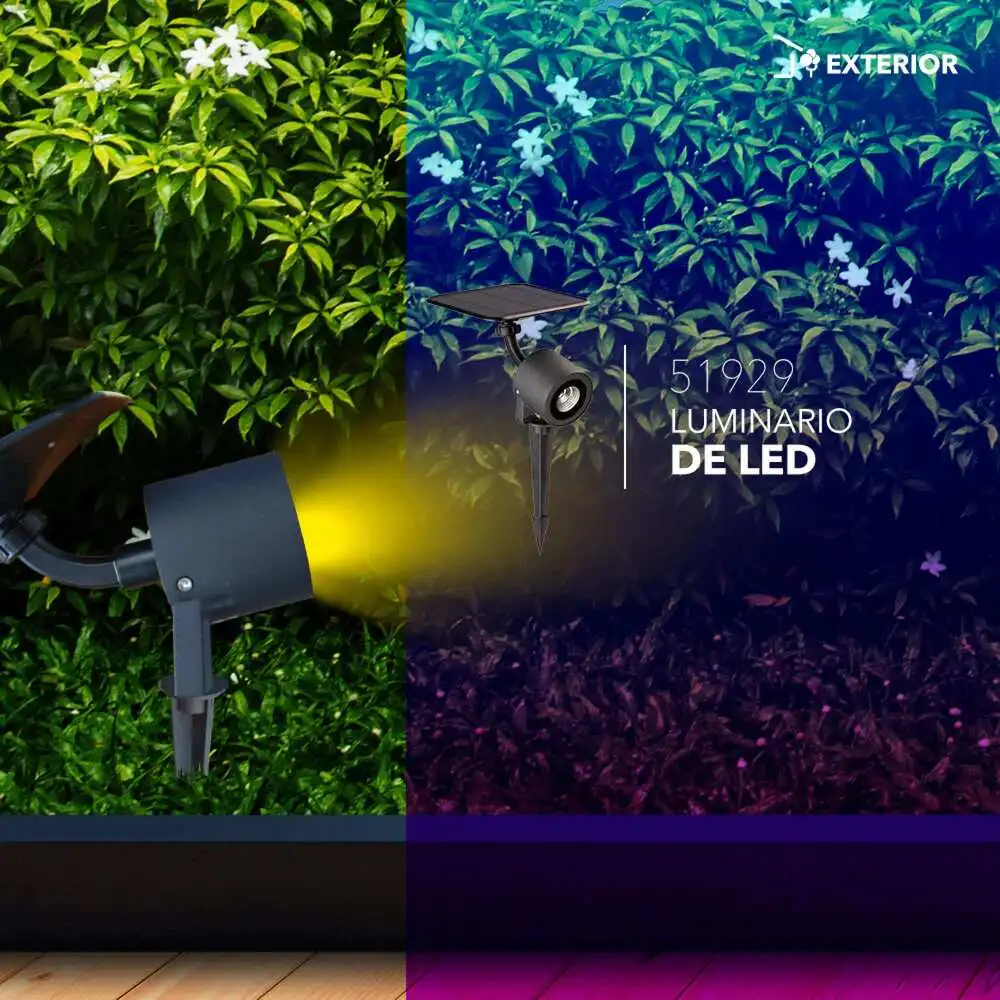 Maceta Autoriego Slp luminario solar led cob 2w para jardin 3500k 300lm ip65 8hr de luz bateria li-ion litio cuerpo de alu...