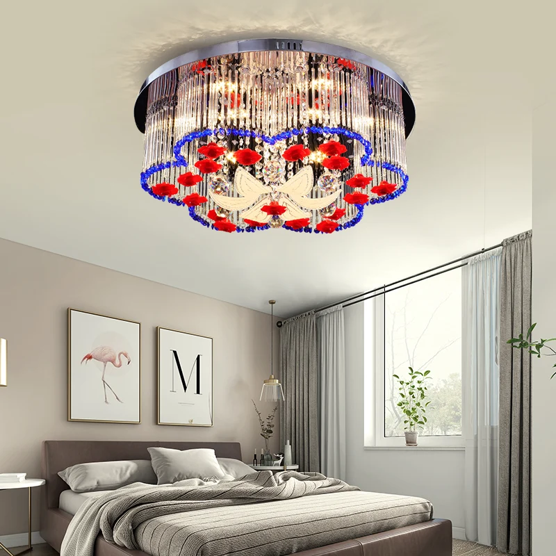 Plafoniera prisma cristallo con design floreale Plafoniera incasso modernista LED blu e rosso, larghezza 19,5"/23,5" | Tem...