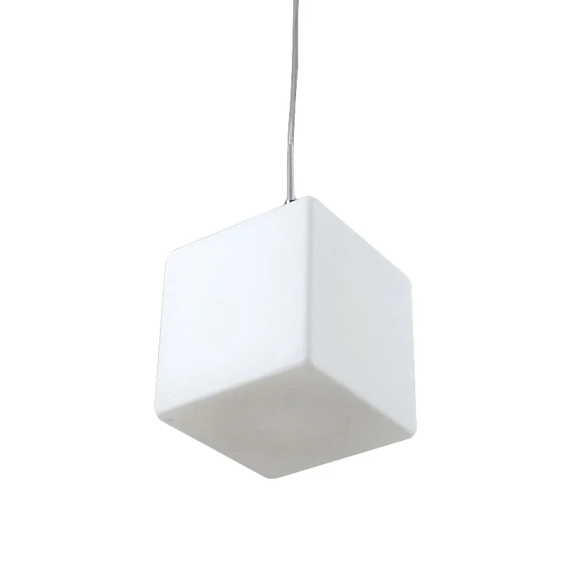 Plafoniera sospensione cubica vetro bianco Lampadario minimalista 1 luce, larghezza 5"/6"/8" Urban Jungle