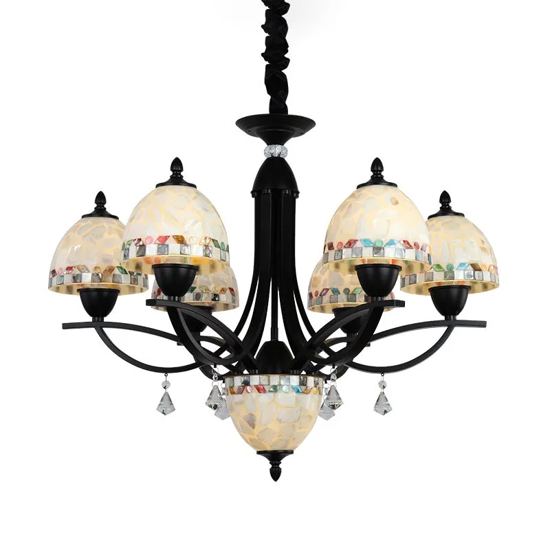 Premium de Jardinerí Lampadario cupola bianca Lampadario barocco 4/7/9 luci Lampada sospensione vetro tagliato mano
