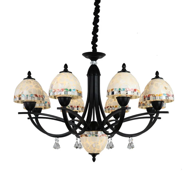 Premium de Jardinerí Lampadario cupola bianca Lampadario barocco 4/7/9 luci Lampada sospensione vetro tagliato mano
