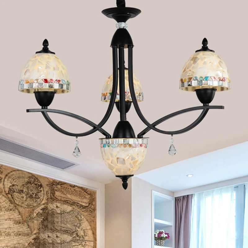 Premium de Jardinerí Lampadario cupola bianca Lampadario barocco 4/7/9 luci Lampada sospensione vetro tagliato mano